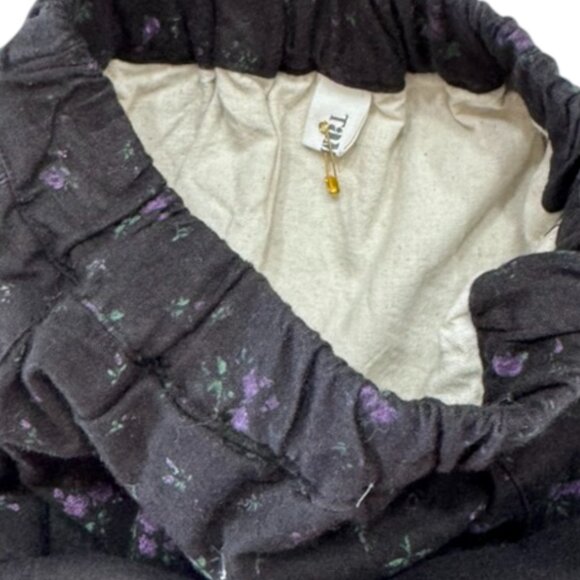 TAMBERE - FLORAL PRINT LONG SKIRT - 100%COTTON - BLACK/PURPLE - Picture 6 of 6